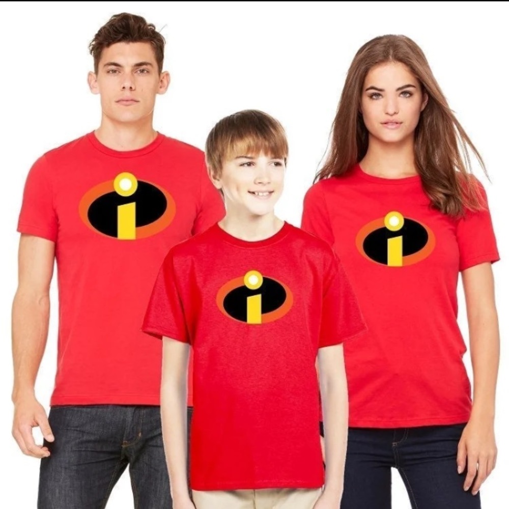 *BRAND NEW* Official Disney Pixar Incredibles Logo Halloween Costume Red T-Shirt